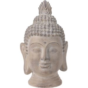 Boeddha Hoofd - Tuinbeeld - crème - 74.5cm