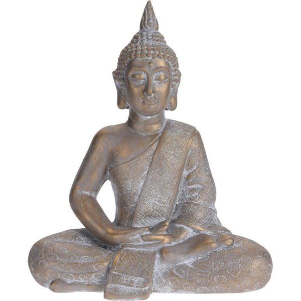 Boeddha zittend - Tuinbeeld - bronskleur - 49cm