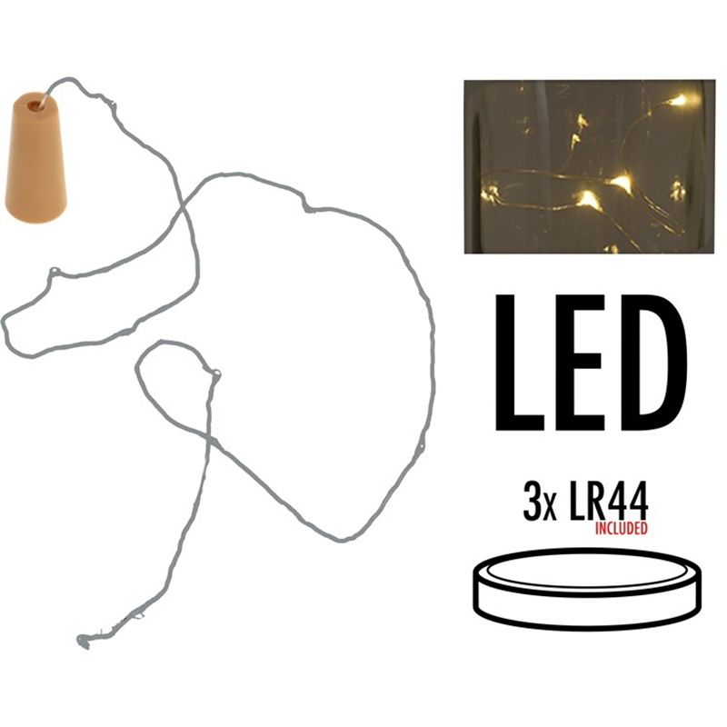 Kurk met 8 LED lampjes - 6 stuks Kurk met 8 LED lampjes - 6 stuks