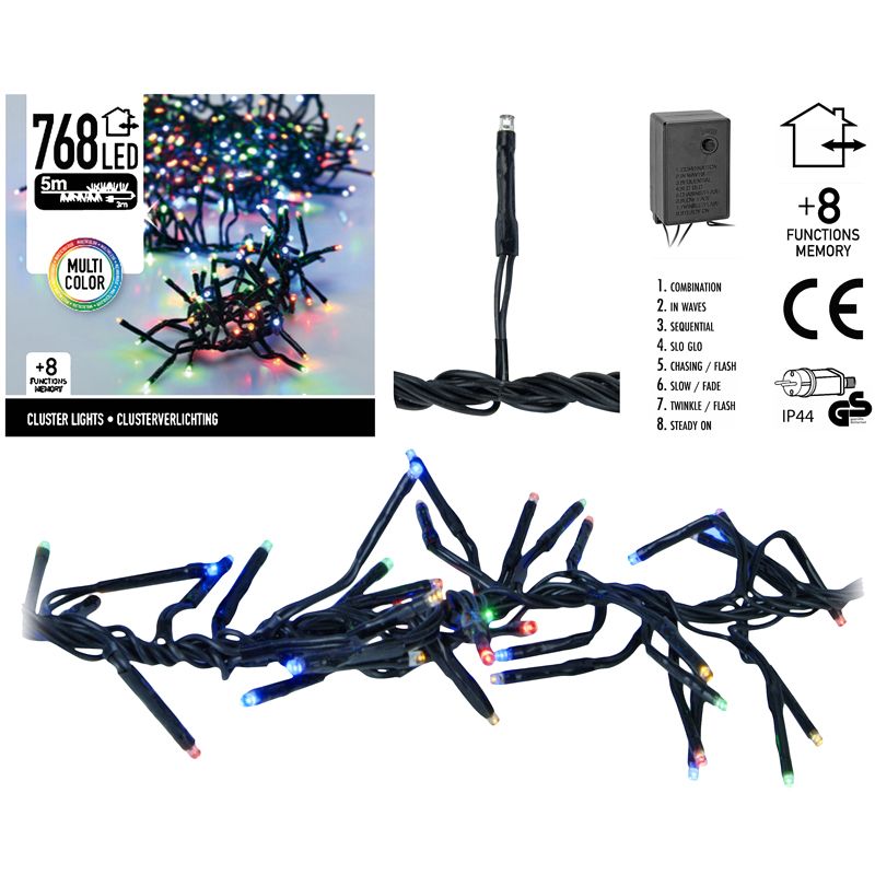 Clusterverlichting 768 LED 5.5m multicolor Clusterverlichting 768 LED 5.5m multicolor - Afbeelding 4