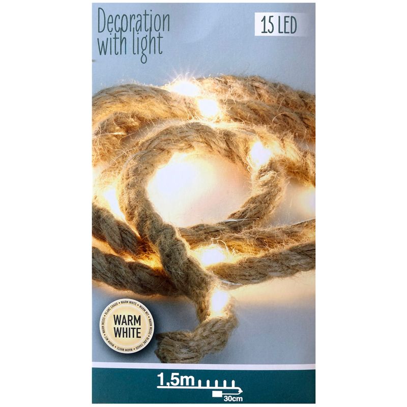 Jute touw met ledverlichting - 1.50 meter Jute touw met ledverlichting - 1.50 meter - Afbeelding 3