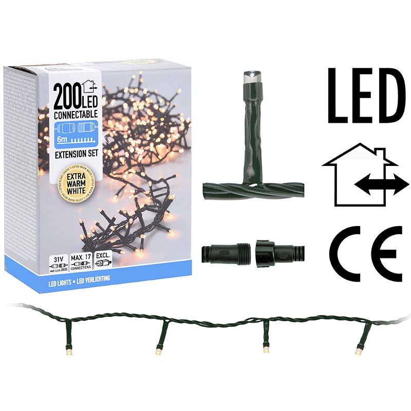 Koppelbare Kerstverlichting - 200 LED - 6m - extra warm wit Koppelbare Kerstverlichting - 200 LED - 6m - extra warm wit - Afbeelding 3