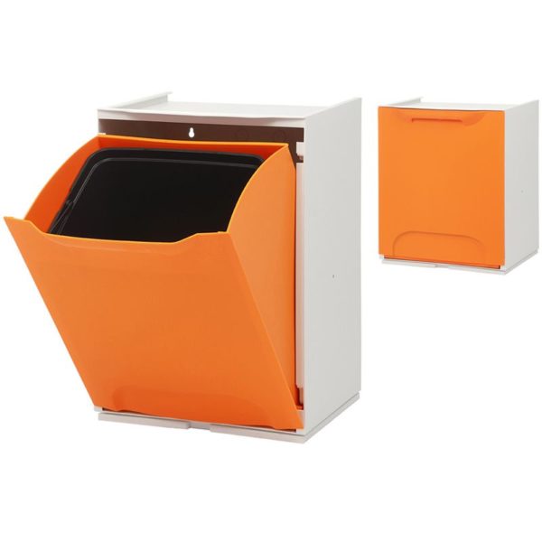 Duett - Afvalbak voor Recycling - Vrijstaand - Stapelbaar - Wandmontage - Oranje