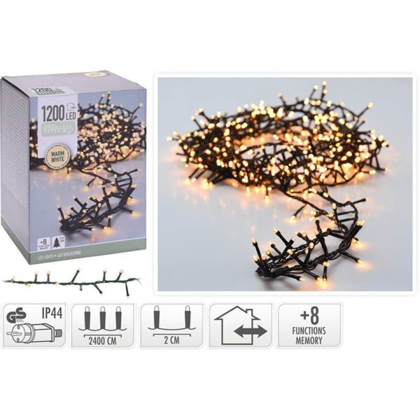 Micro Cluster 1200 LED's - 24 meter - warm wit
