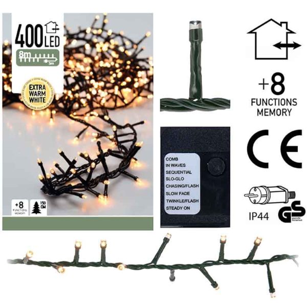 Micro Cluster - 400 LED- 8 meter - extra warm wit