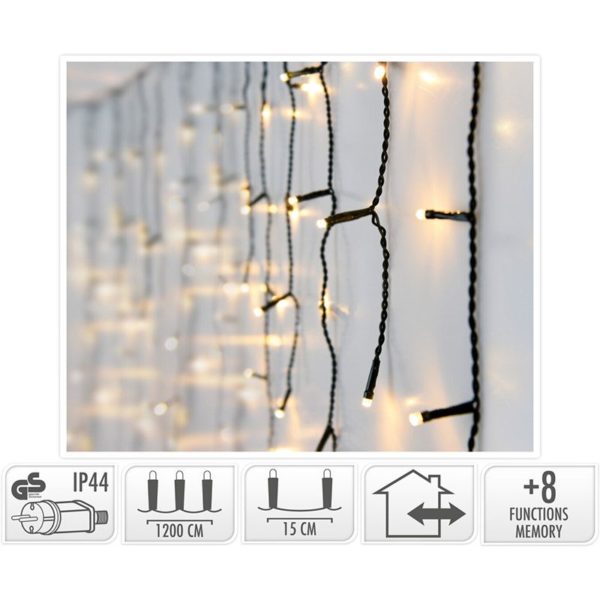 IJspegel verlichting - 360 LED - 12 meter - warm wit - 8 lichtfuncties