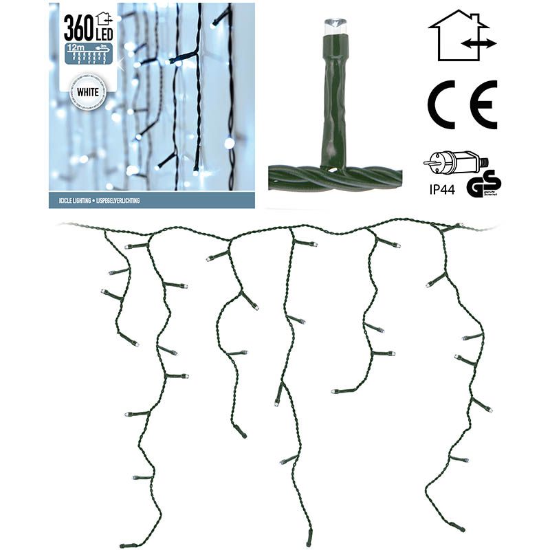 IJspegel verlichting - 360 LED's -12 meter - wit IJspegel verlichting - 360 LED's -12 meter - wit - Afbeelding 2