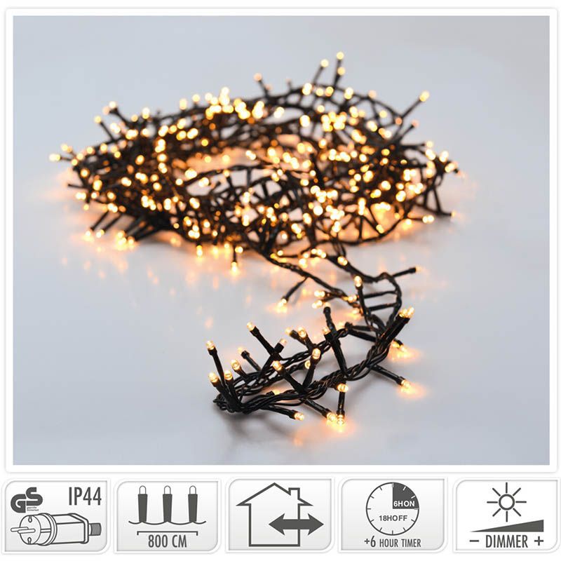 Micro Cluster 400 LED - 8m - met timer en dimmer - extra warm wit Micro Cluster 400 LED - 8m - met timer en dimmer - extra warm wit - Afbeelding 2