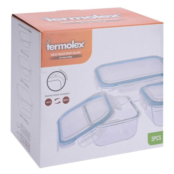 Termolex glazen Vershoudbakjes - Ovenbestandig - 3 stuks