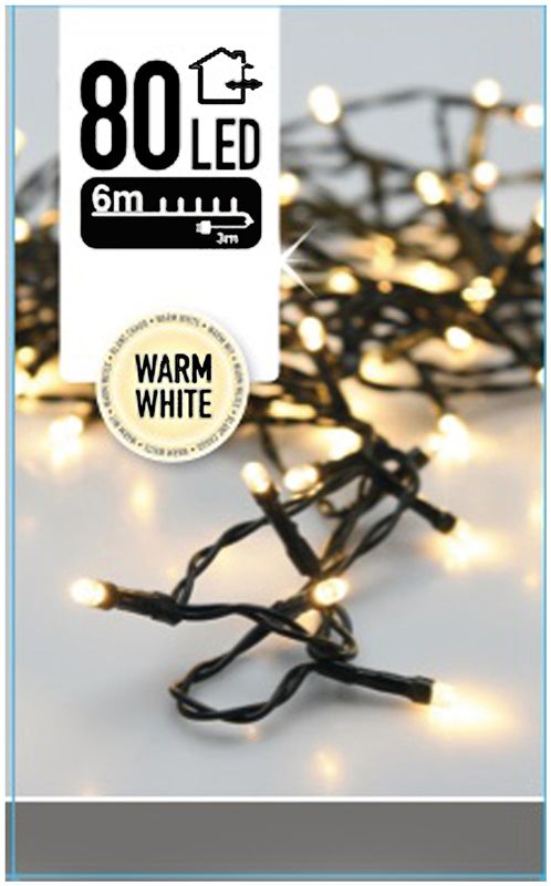 Kerstverlichting 80 LED's - 6 meter - warm wit