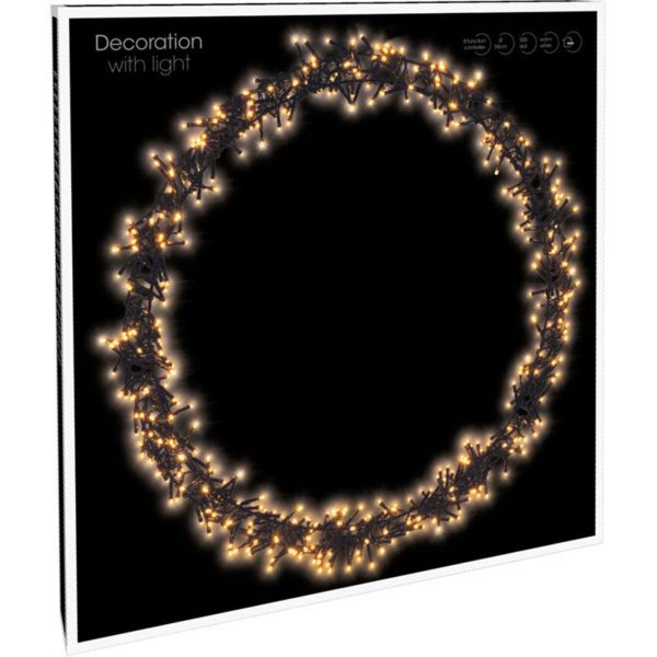 Kerstring met verlichting - 600 LED - Ø68 cm - 8 Lichtfuncties - voor binnen en buiten