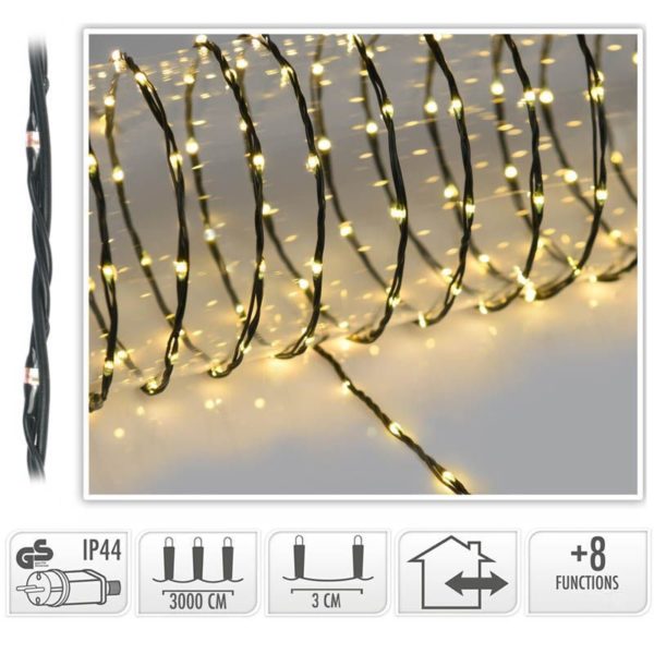 LED Verlichting 1000 LED - 30 meter - warm wit - voor binnen en buiten - 8 Lichtfuncties - Soft Wire