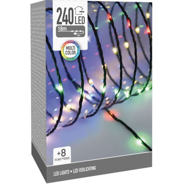 LED Verlichting 240 LED - 18 meter - multicolor - voor binnen en buiten - 8 Lichtfuncties - Soft Wire