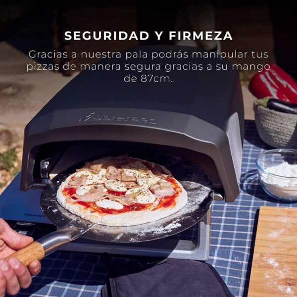 Masterpro Pizzaschep XL - voor oven en BBQ - Ø30 x 87cm - met afneembaar handvat - RVS