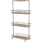 Keukenrek met 3 Schappen - 58 cm hoog - metaal en bamboe