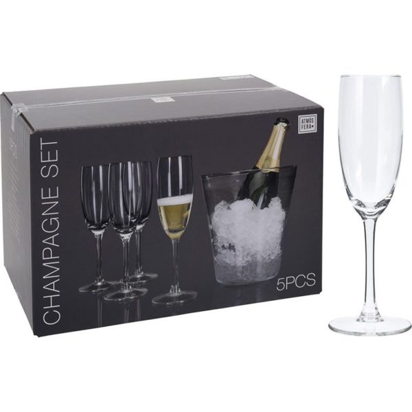 Champagneset - 4 Champagneglazen en Koeler
