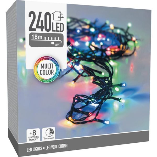 Kerstverlichting 240 led- 18m - multicolor - Timer - Lichtfuncties - Geheugen - Buiten