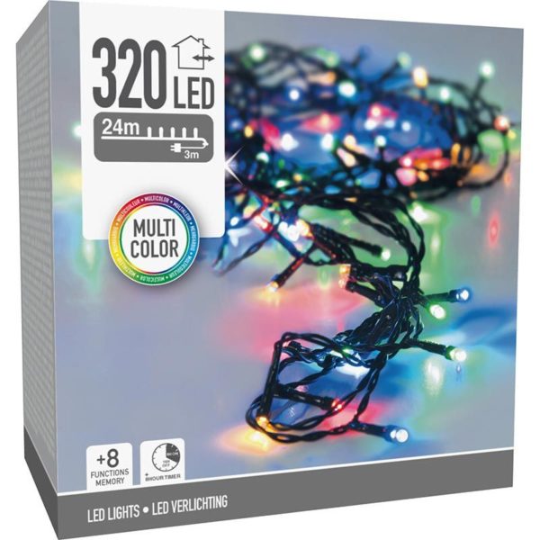 Kerstverlichting 320 led- 24m - multicolor - Timer - Lichtfuncties - Geheugen - Buiten