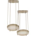 Plantenstandaard - 46 + 58 cm hoogte - taupe - set van 2