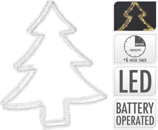 Kerstverlichting Kerstboom - 80 led - 34 cm - Timer - op batterijen - buiten en binnen