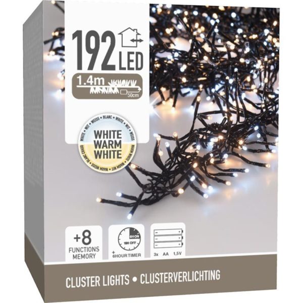 Clusterverlichting 192 led -  1.4m - two tone adorable - Batterij - Lichtfuncties - Geheugen - Timer