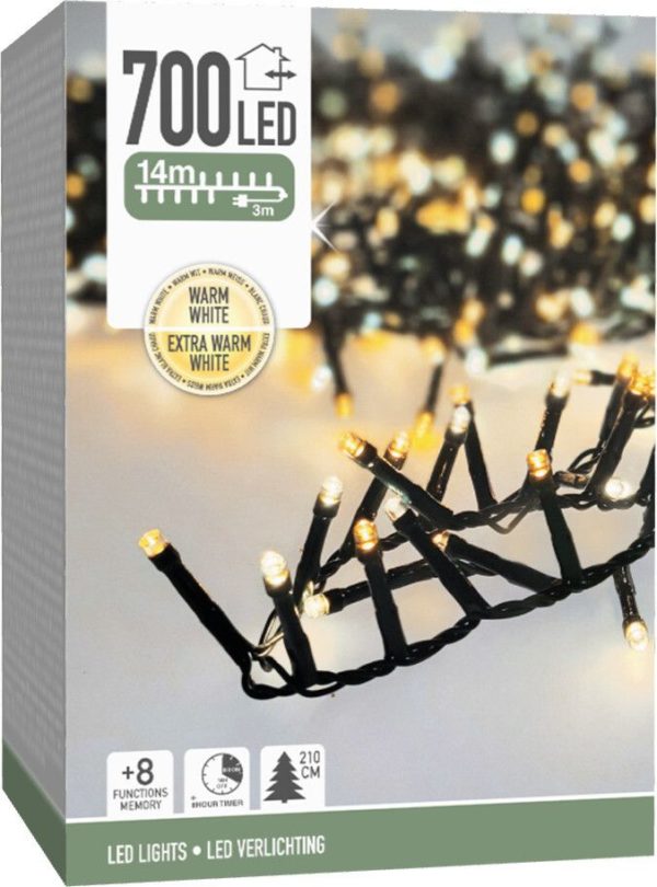 Microcluster - 700 led - 14m - two tone romantic - Timer - Lichtfuncties - Geheugen - Buiten