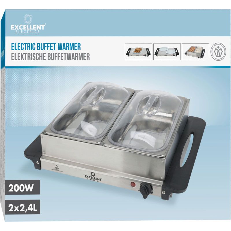 Excellent Electrics Buffetwarmer met Warmhoudplaat - 2x2.4 Liter Excellent Electrics Buffetwarmer met Warmhoudplaat - 2x2.4 Liter - Afbeelding 4