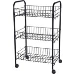 Ceruzo Keukentrolley - 3 Draadmanden - op Wieltjes - Zwart