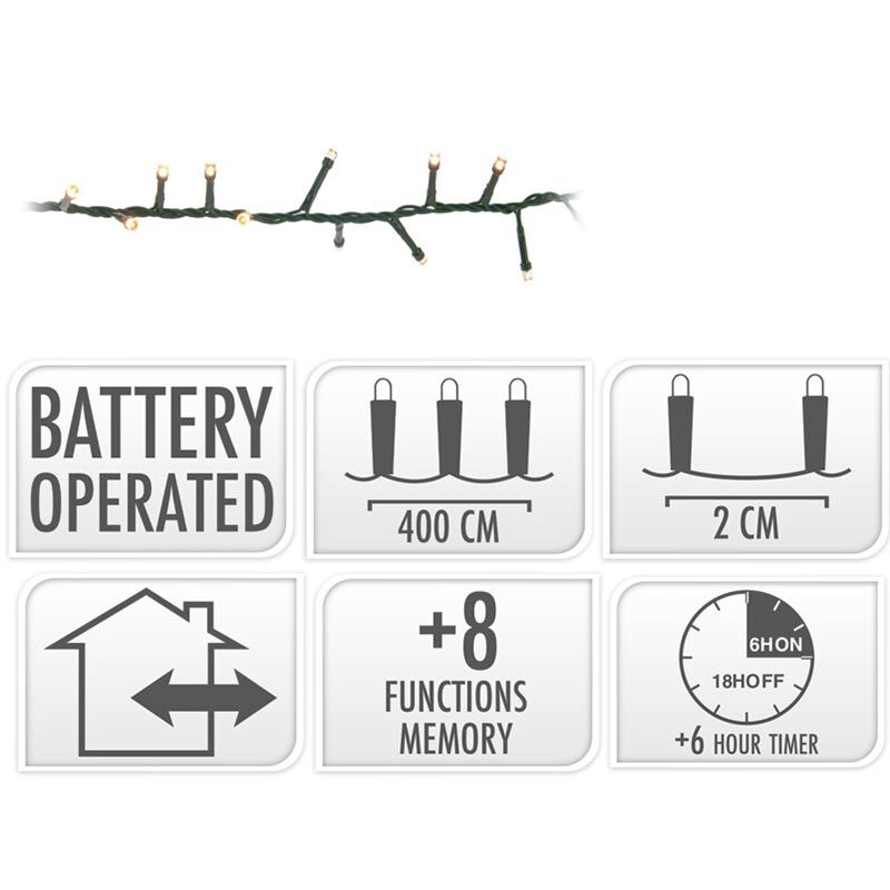 Micro Cluster 200 led - 4m - two tone romantic - Batterij - Lichtfuncties - Geheugen - Timer Micro Cluster 200 led - 4m - two tone romantic - Batterij - Lichtfuncties - Geheugen - Timer - Afbeelding 6