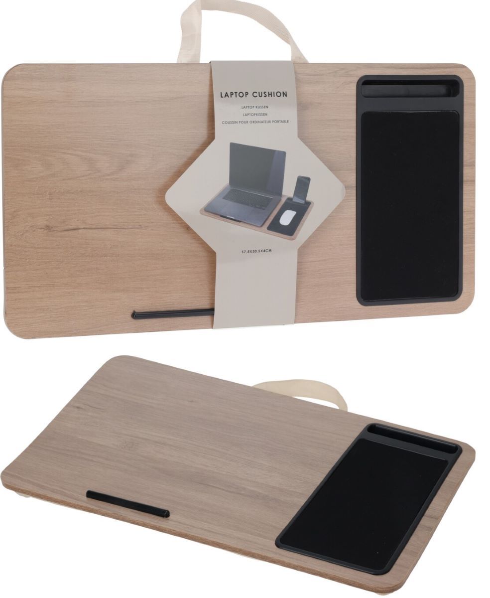 Laptoptafel met Kussen - Schootkussen - 57.5 x 30.5 - bruin Laptoptafel met Kussen - Schootkussen - 57.5 x 30.5 - bruin