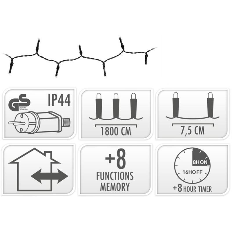 Kerstverlichting 240 led- 18m - extra warm wit - Timer - Lichtfuncties - Geheugen - Buiten Kerstverlichting 240 led- 18m - extra warm wit - Timer - Lichtfuncties - Geheugen - Buiten - Afbeelding 5