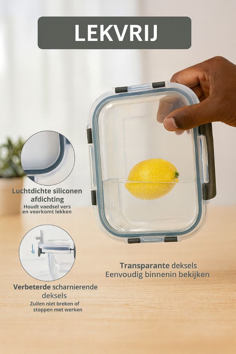 Ceruzo Meal Prep Bakjes - 10 stuks Vershoudbakjes - Glas Ceruzo Meal Prep Bakjes - 10 stuks Vershoudbakjes - Glas - Afbeelding 3