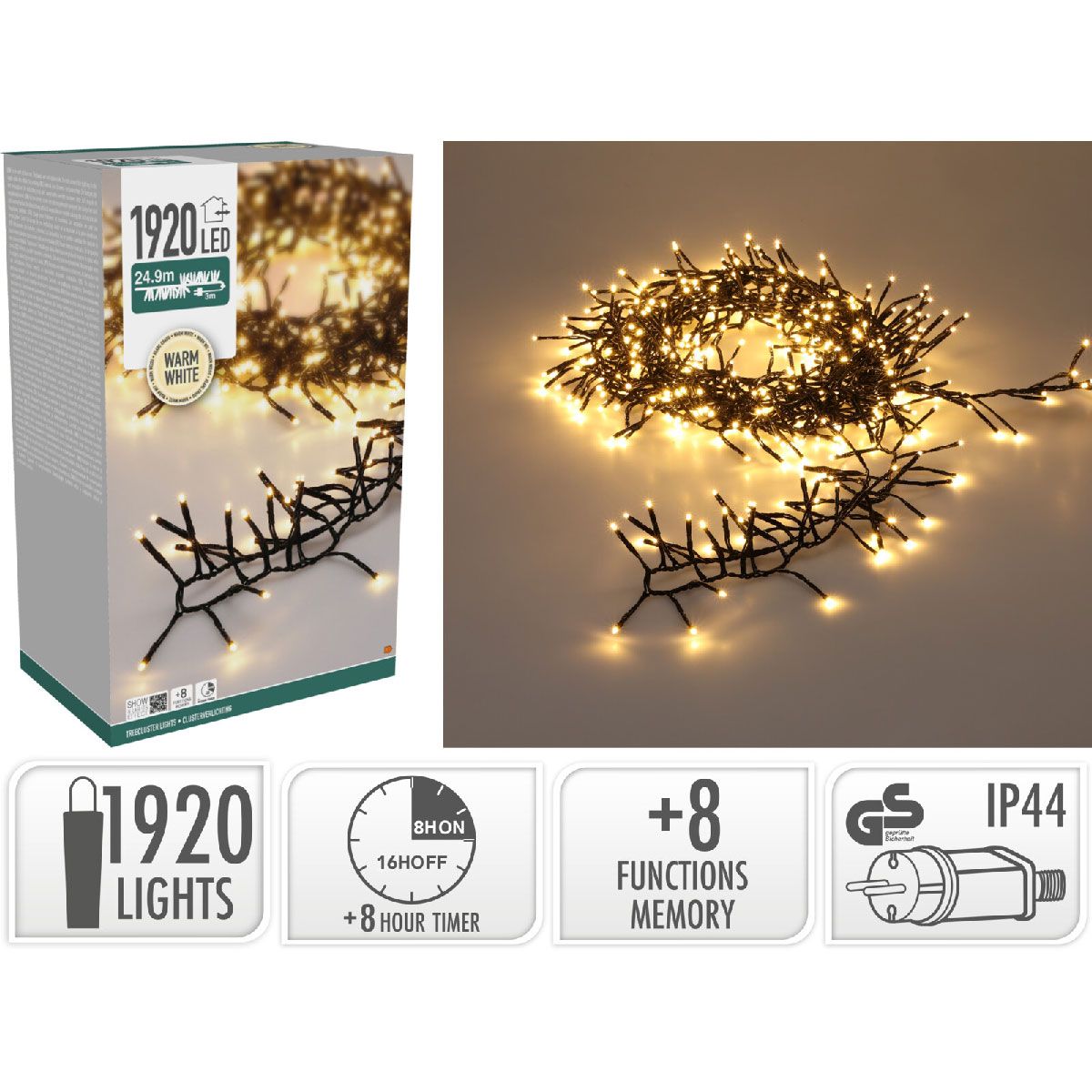 Treecluster Kerstboomverlichting - 1920led - Warm Wit Treecluster Kerstboomverlichting - 1920led - Warm Wit