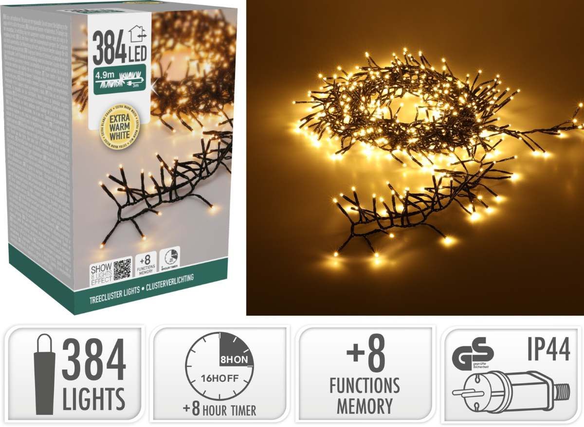 Treecluster Kerstboomverlichting - 384led - extra warm wit Treecluster Kerstboomverlichting - 384led - extra warm wit