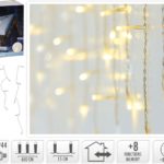 IJspegel verlichting 180 LED - warm wit - Lichtfuncties - Timer - Transparant snoer