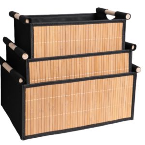 Ceruzo 3x Opbergmanden Bamboe - Badkamermanden