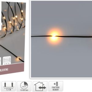 LED Verlichting  192 LED - extra warm wit - op batterij - 8 Lichtfuncties - Timer - Soft Wire