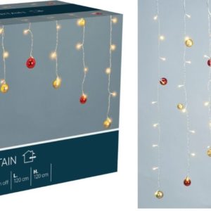Lichtgordijn - Kerstballen - 120x120cm - op batterijen