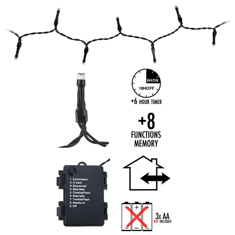 LED-verlichting 192 LED's - multicolor - op batterij LED-verlichting 192 LED's - multicolor - op batterij - Afbeelding 2