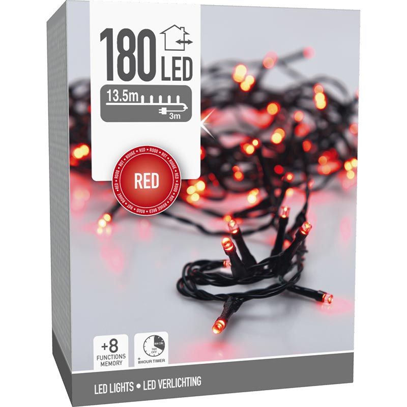 Kerstverlichting 180 led- 13.5m - rood - Timer - Lichtfuncties - Geheugen - Buiten Kerstverlichting 180 led- 13.5m - rood - Timer - Lichtfuncties - Geheugen - Buiten - Afbeelding 3