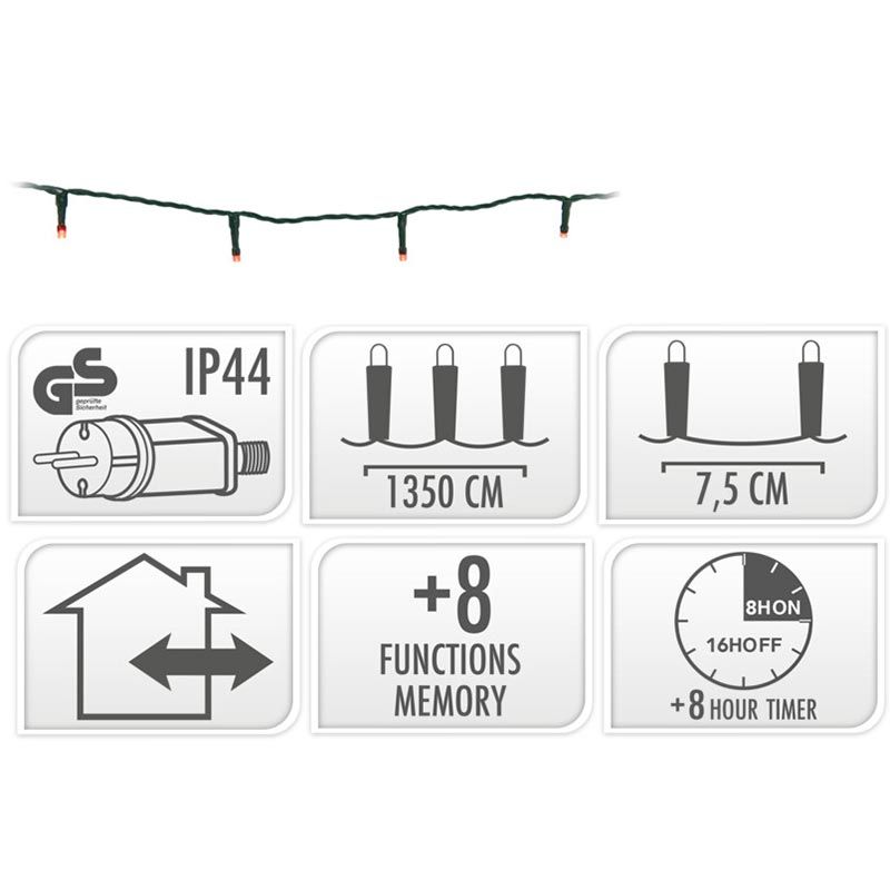 Kerstverlichting 180 led- 13.5m - rood - Timer - Lichtfuncties - Geheugen - Buiten Kerstverlichting 180 led- 13.5m - rood - Timer - Lichtfuncties - Geheugen - Buiten - Afbeelding 5