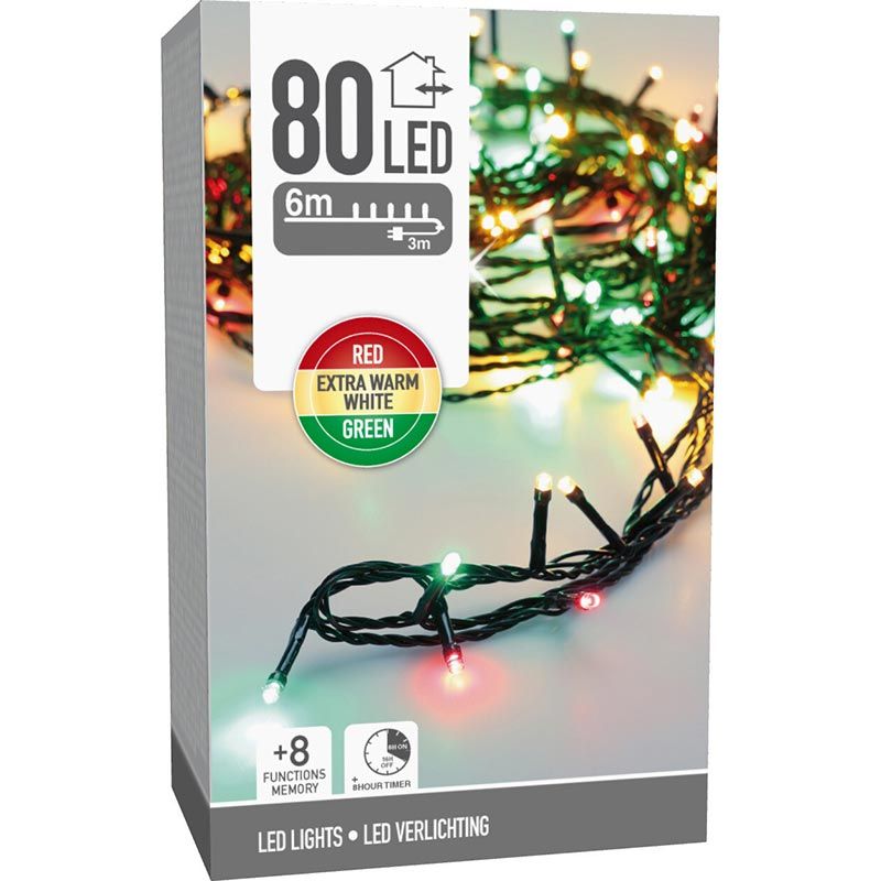 Kerstverlichting 80 led- 6m - three tone traditional - Timer - Lichtfuncties - Geheugen - Buiten Kerstverlichting 80 led- 6m - three tone traditional - Timer - Lichtfuncties - Geheugen - Buiten - Afbeelding 3
