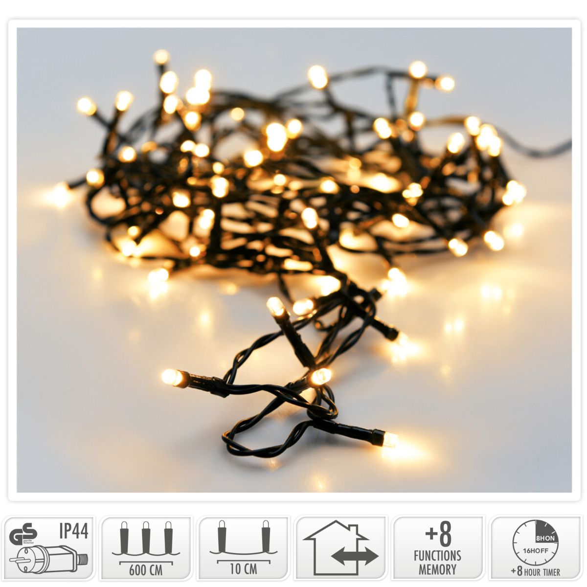 Kerstverlichting 120 led- 9m - extra warm wit - Timer - Lichtfuncties - Geheugen - Buiten Kerstverlichting 120 led- 9m - extra warm wit - Timer - Lichtfuncties - Geheugen - Buiten