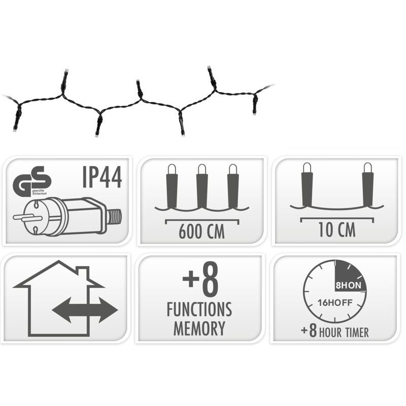 Kerstverlichting 120 led- 9m - extra warm wit - Timer - Lichtfuncties - Geheugen - Buiten Kerstverlichting 120 led- 9m - extra warm wit - Timer - Lichtfuncties - Geheugen - Buiten - Afbeelding 5