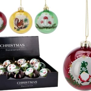 12x Glazen Kerstbal - Traditional - 8cm