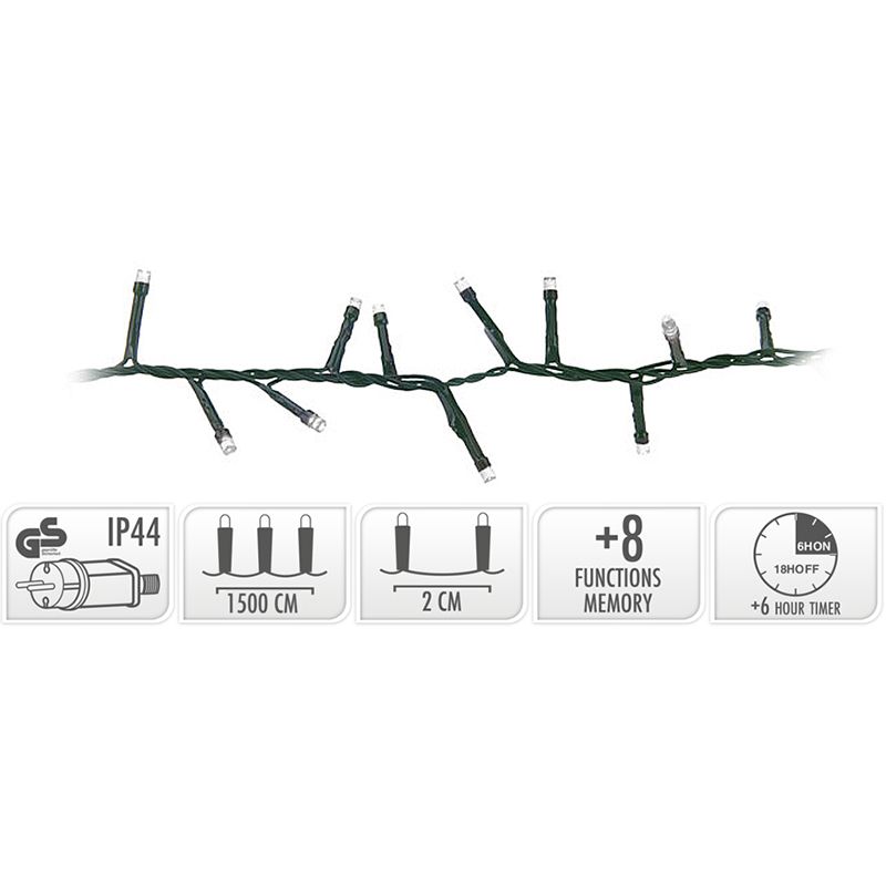 Micro Cluster met Haspel - 750 LED - 15 meter - met timer - wit Micro Cluster met Haspel - 750 LED - 15 meter - met timer - wit - Afbeelding 2