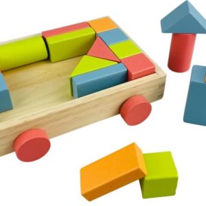 Houten Blokkenkar met 20 Blokken