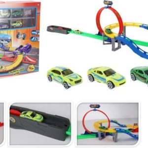 Speelset Autobaan met Lanceerder en 4 Auto's