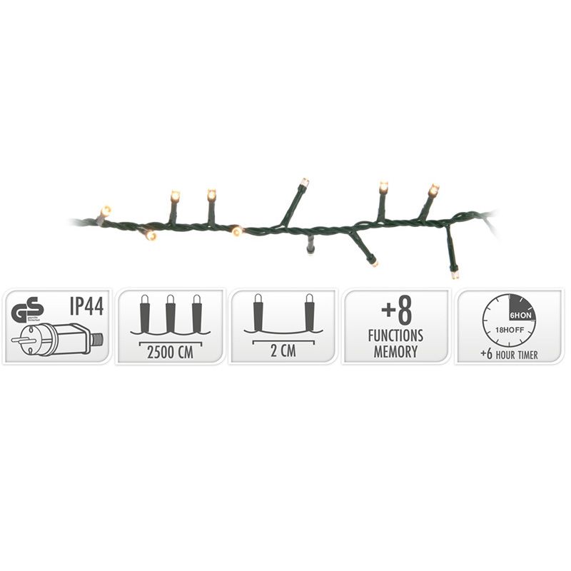 Micro Cluster met Haspel - 1250 LED - 25 meter - met timer - extra warm wit Micro Cluster met Haspel - 1250 LED - 25 meter - met timer - extra warm wit - Afbeelding 2