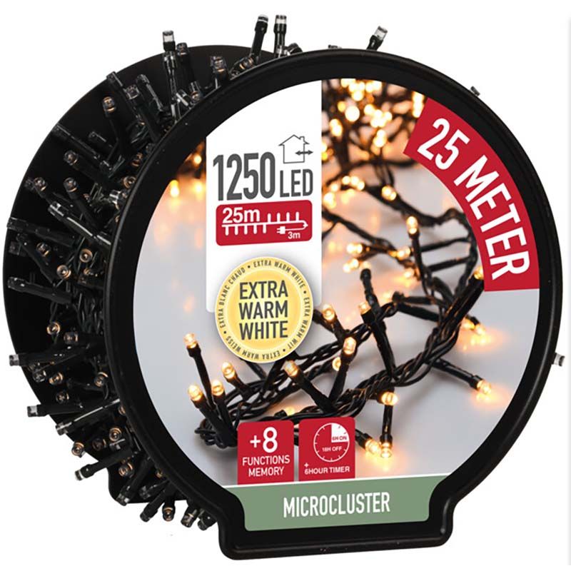 Micro Cluster met Haspel - 1250 LED - 25 meter - met timer - extra warm wit Micro Cluster met Haspel - 1250 LED - 25 meter - met timer - extra warm wit - Afbeelding 3